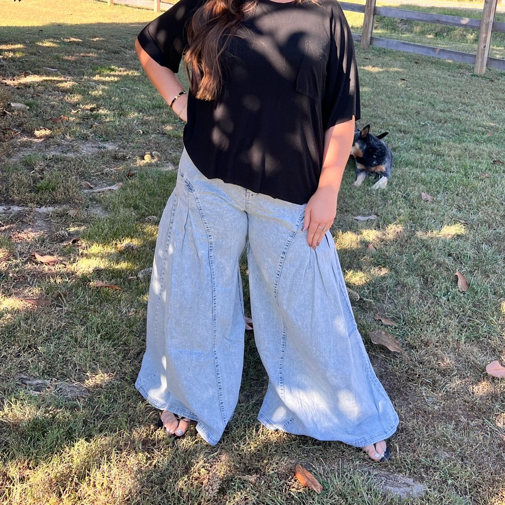 Denim Wide-Leg Women's Pants